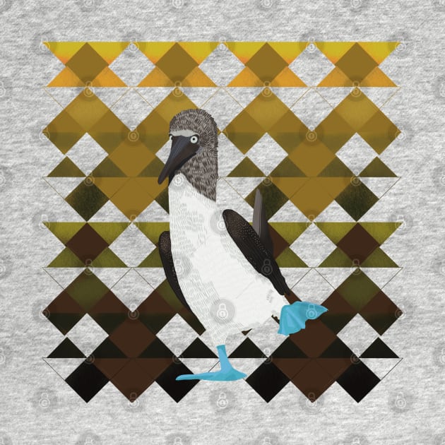 Booby Bird on Brown Geometric Pattern by Suneldesigns